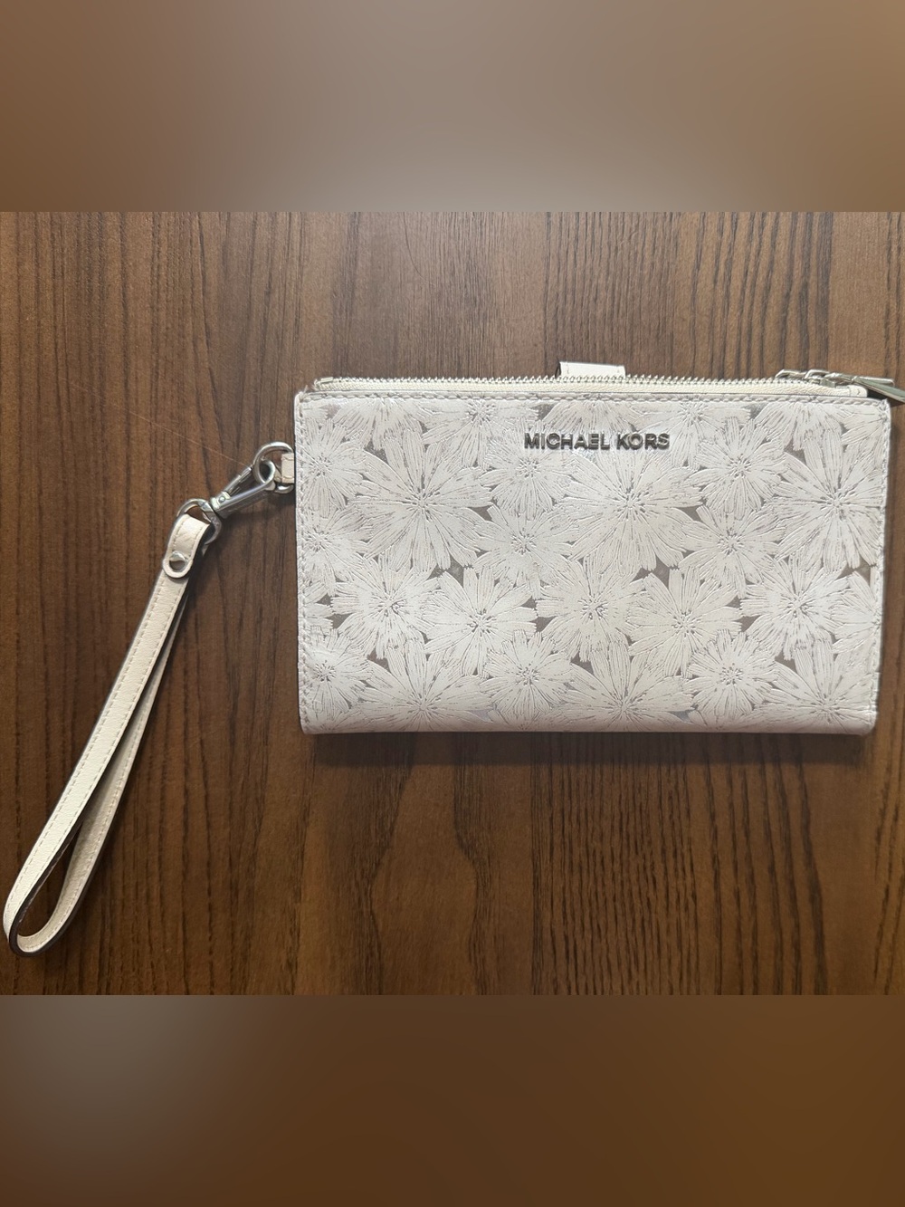 Michael Kors White Floral Wristlet with Wallet